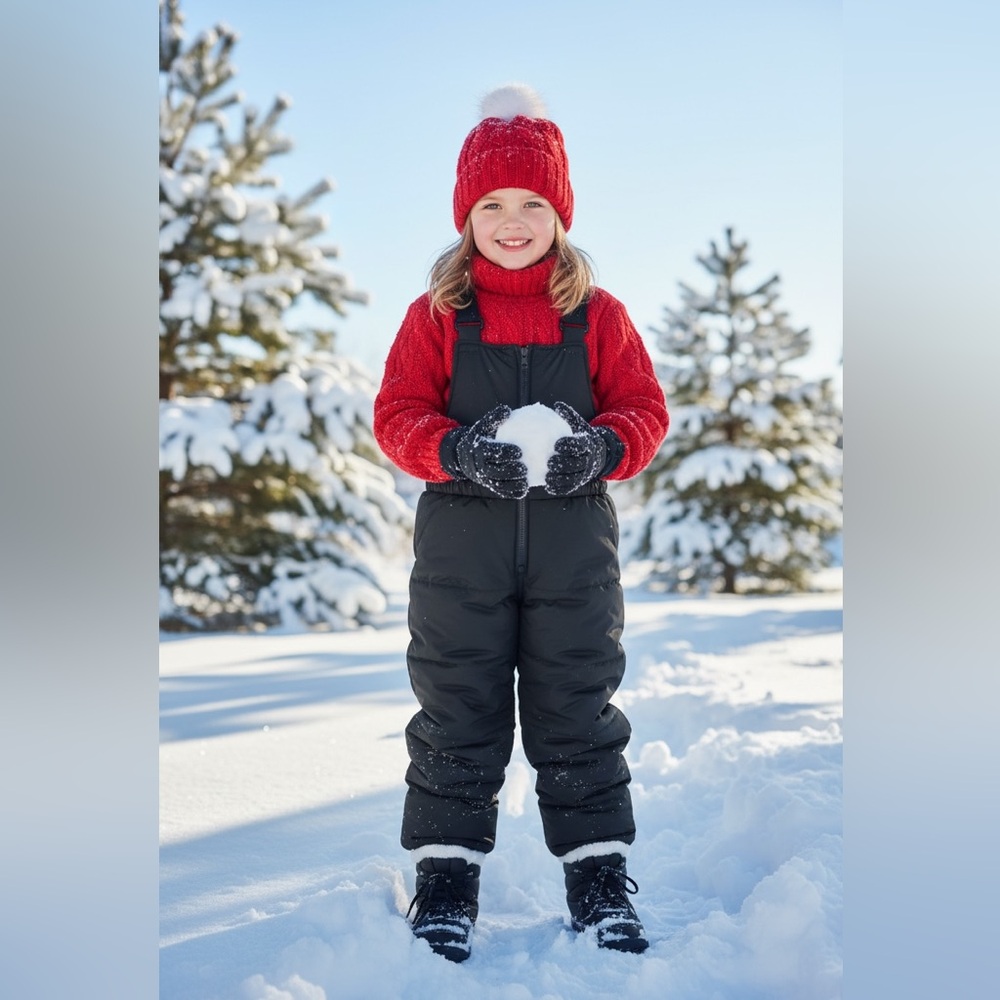 Kids Black Snow Pants